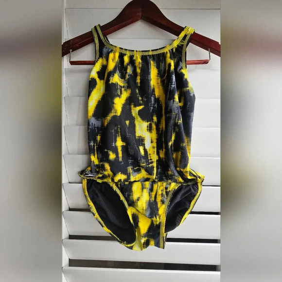 SPEEDO  Swimwear Swimsuit Sport Pro  black yellow size 10 - Picture 1 of 4